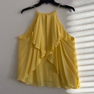 ANTONIO MELANI YELLOW SILK SLEEVELESS HALTER TOP, SIZE L